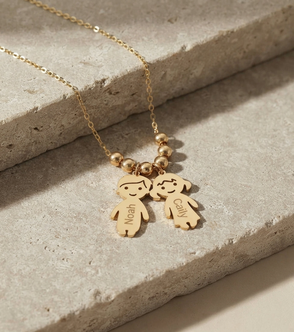 Collar familia personalizado con dos charms grabados - Soul Marks