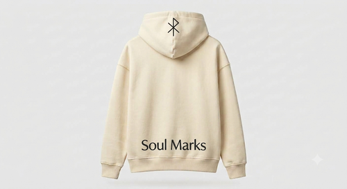 Soul Marks – Sudadera Oversize Beige Bordada