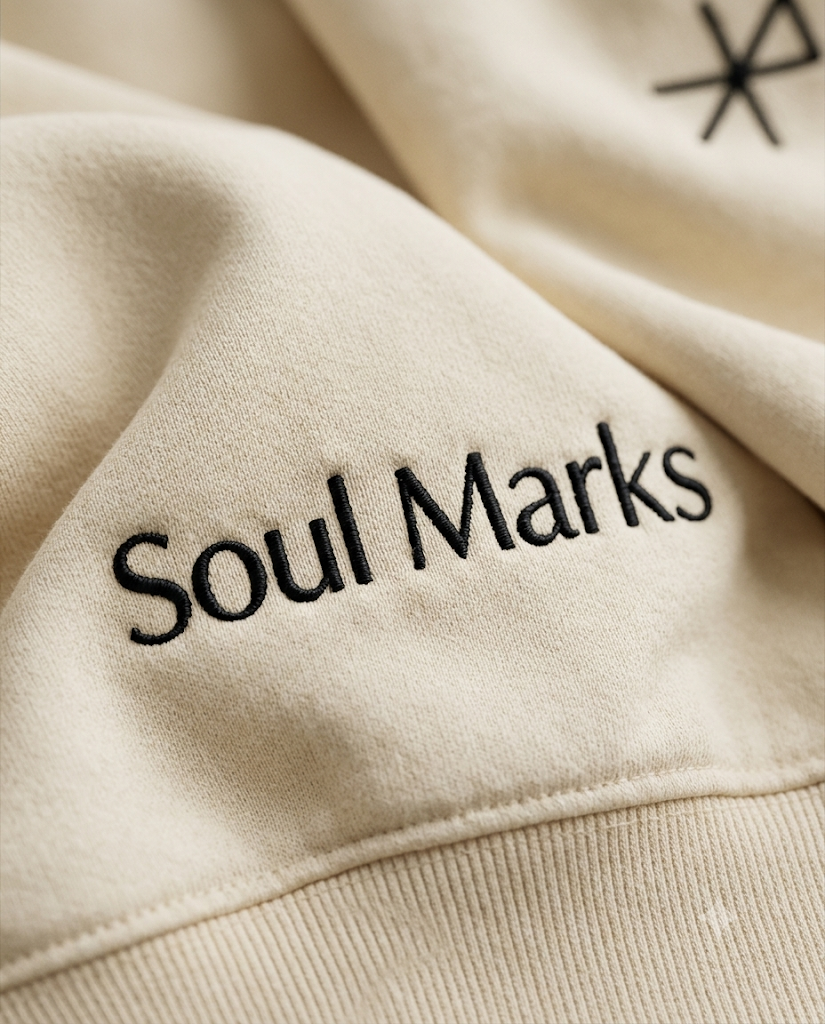 Soul Marks – Sudadera Oversize Beige Bordada
